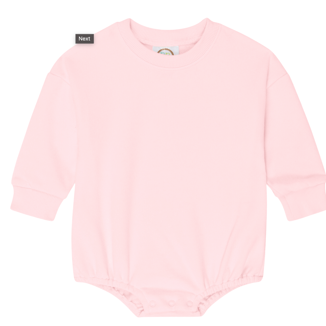 Pink baby bodysuit on a white background