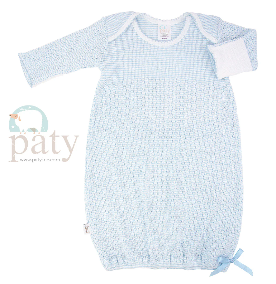 Paty Knit Overlap Shoulder Gown Blue